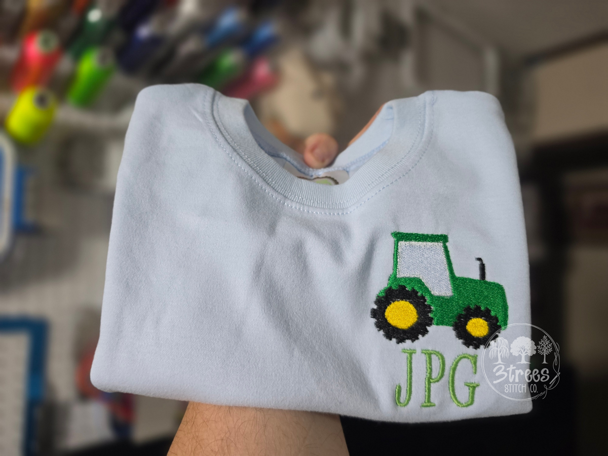 Personalized Embroidered Tractor Toddler T-Shirt
