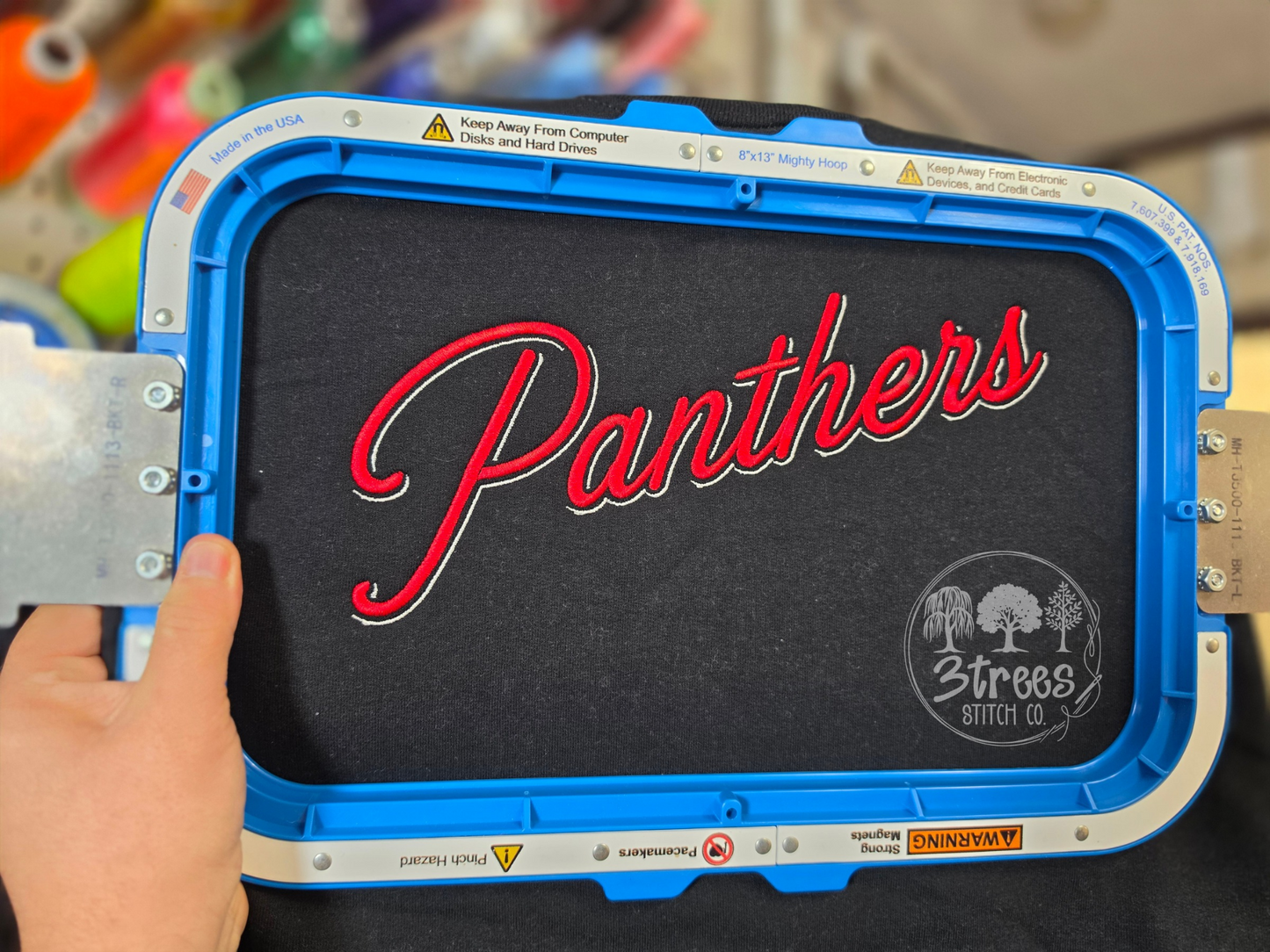 Panthers Double Script Black Crewneck