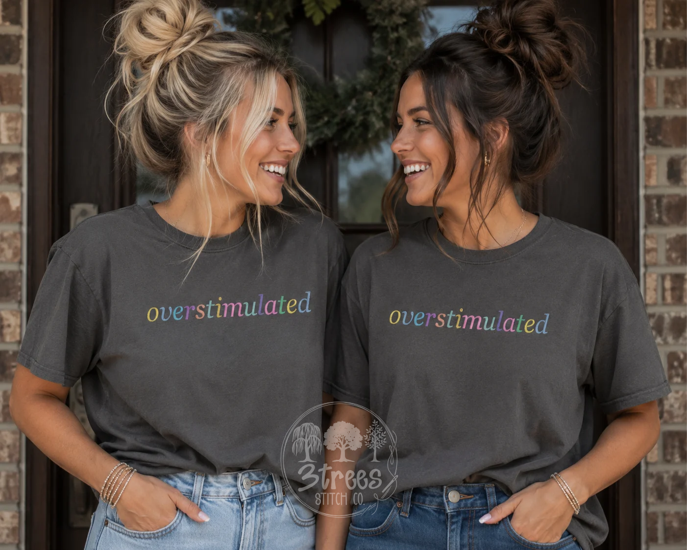 Overstimulated Embroidered Comfort Colors Pepper T-Shirt