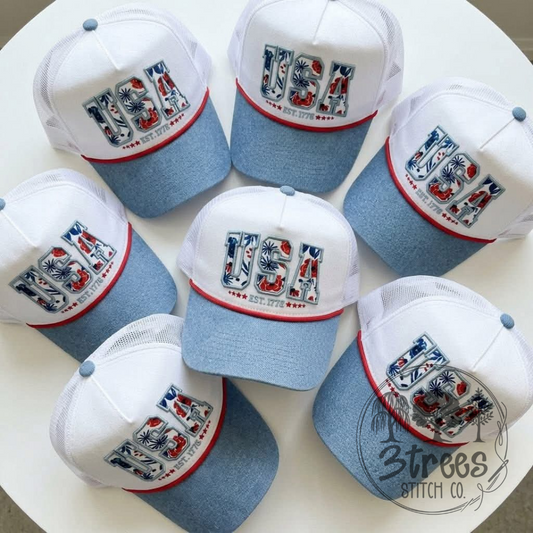 Denim "USA" Baseball Hat