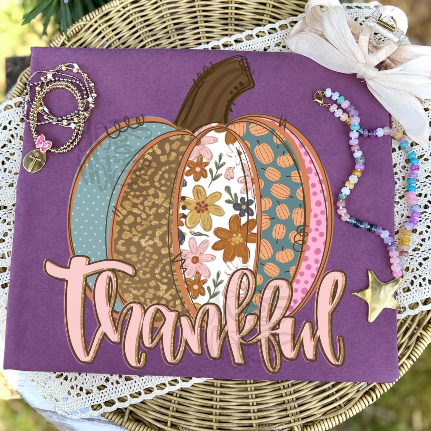Thankful Pumpkin Tee (Berry Comfort Colors)